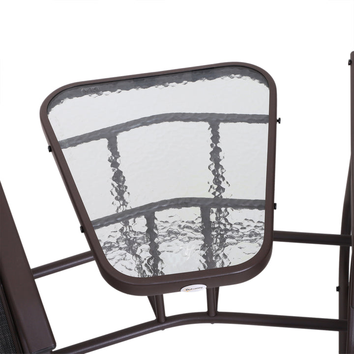 Gliding Jack and Jill Seat, with Glass-Top Table - Brown/Grey