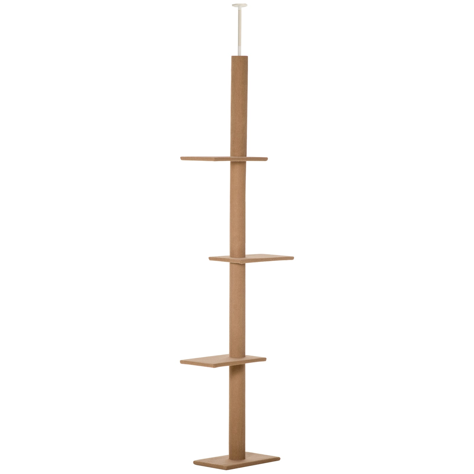 260cm Floor To Ceiling Cat Tree for Indoor Cats w/ Three Platforms Activity Centre - Brown