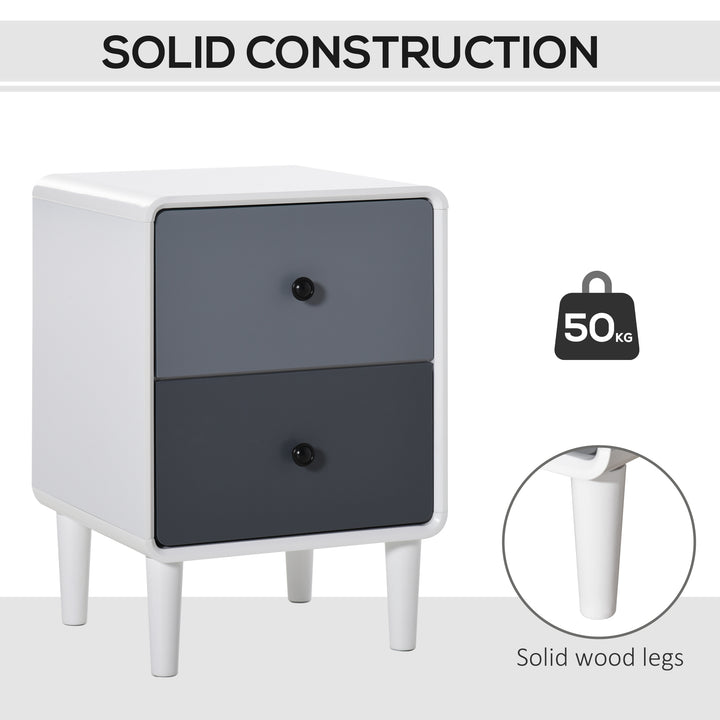 MCL Modern Side Cabinet Nightstand Home Organizer with 2 Storage Drawer Unit for Bedroom, Living Room