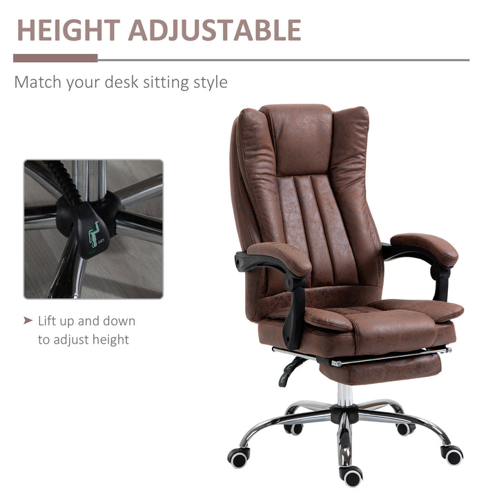 Vinsetto Ergonomic Desk Chair Home Office Chair with Reclining Function Armrests Swivel Wheels Footrest Brown