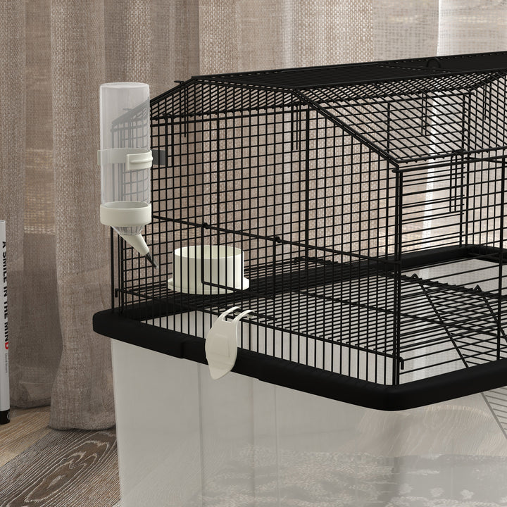 Two-Tier Gerbil Cage, Hamster Cage for Dwarf Hamster, Syrian Hamster w/ Wheels, Deep Bottom, Food Dish, Water Bottle