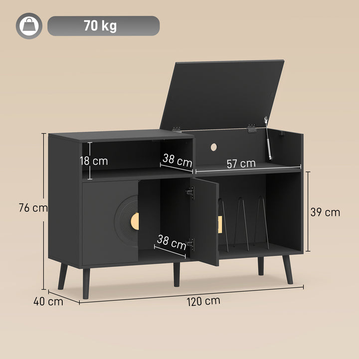 Record Player Stand, Vinyl Record Holder with Storage Holds Up to 300 - view 3