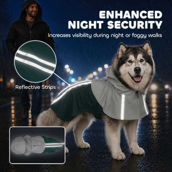 Dog Raincoat with Hood, Waterproof &amp; Breathable Rain Jacket with Leash