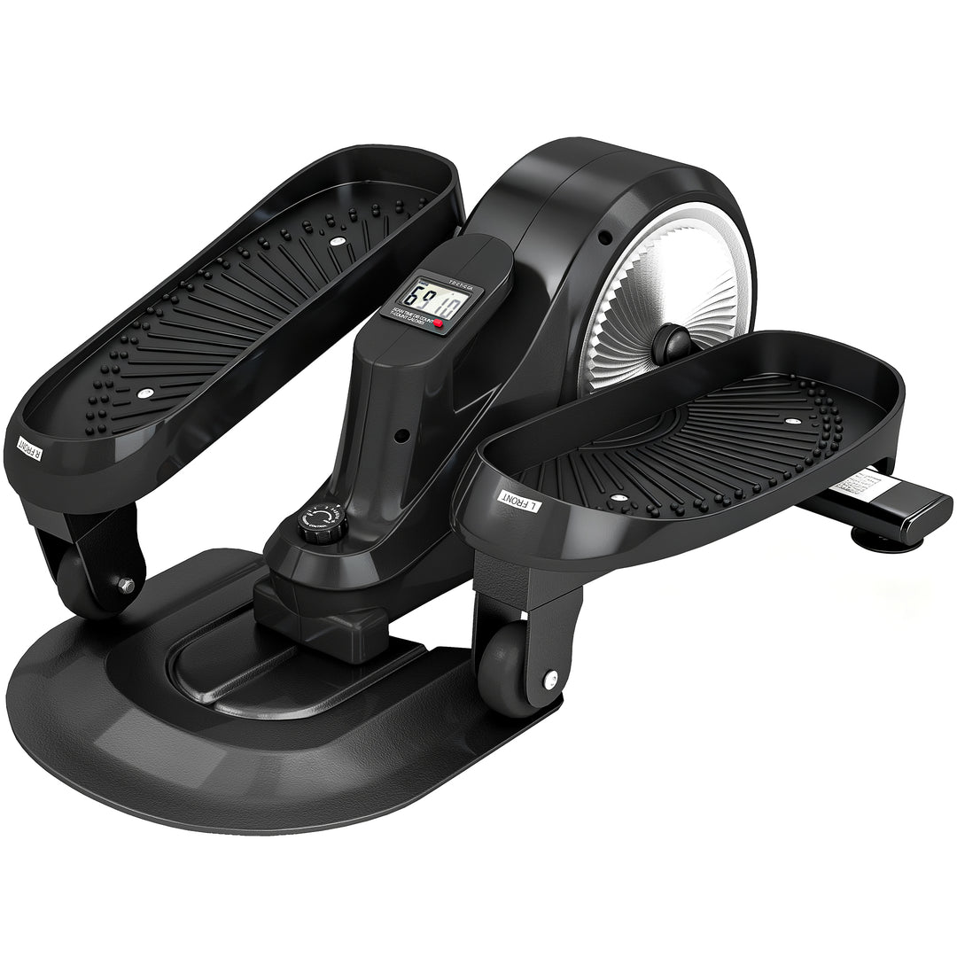 Under Desk Elliptical Machine with LCD Monitor, 8 Adjustable Magnetic Resistances for 2-in-1 Seat &amp; Stand Up Exercise