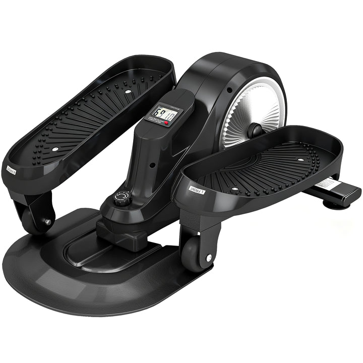 Under Desk Elliptical Machine with LCD Monitor, 8 Adjustable Magnetic Resistances for 2-in-1 Seat &amp; Stand Up Exercise