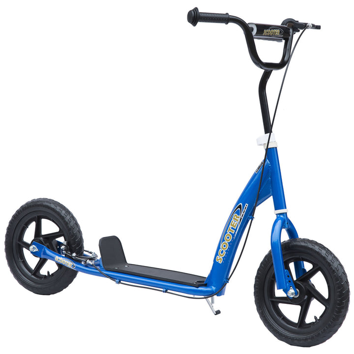 MCL Kids Scooter Kick Scooter, with 12" EVA Tyres, Rear Brake, Big Wheels Scooter for 5-12 Years , Blue