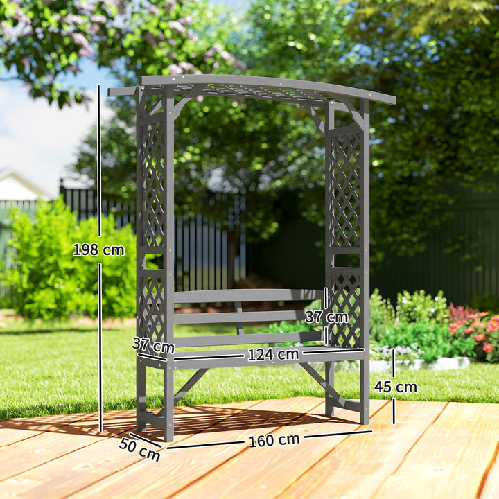 Garden Bench, Wooden Garden Arbour with Seat for Vines/Climbing Plants, Grey