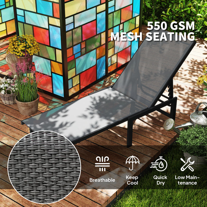 Reclining Sun Lounger - Grey