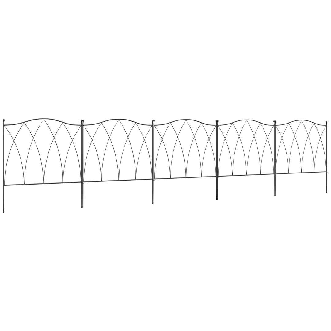 Set of Five 61.5cm Decorative Metal Fence Panels - Black