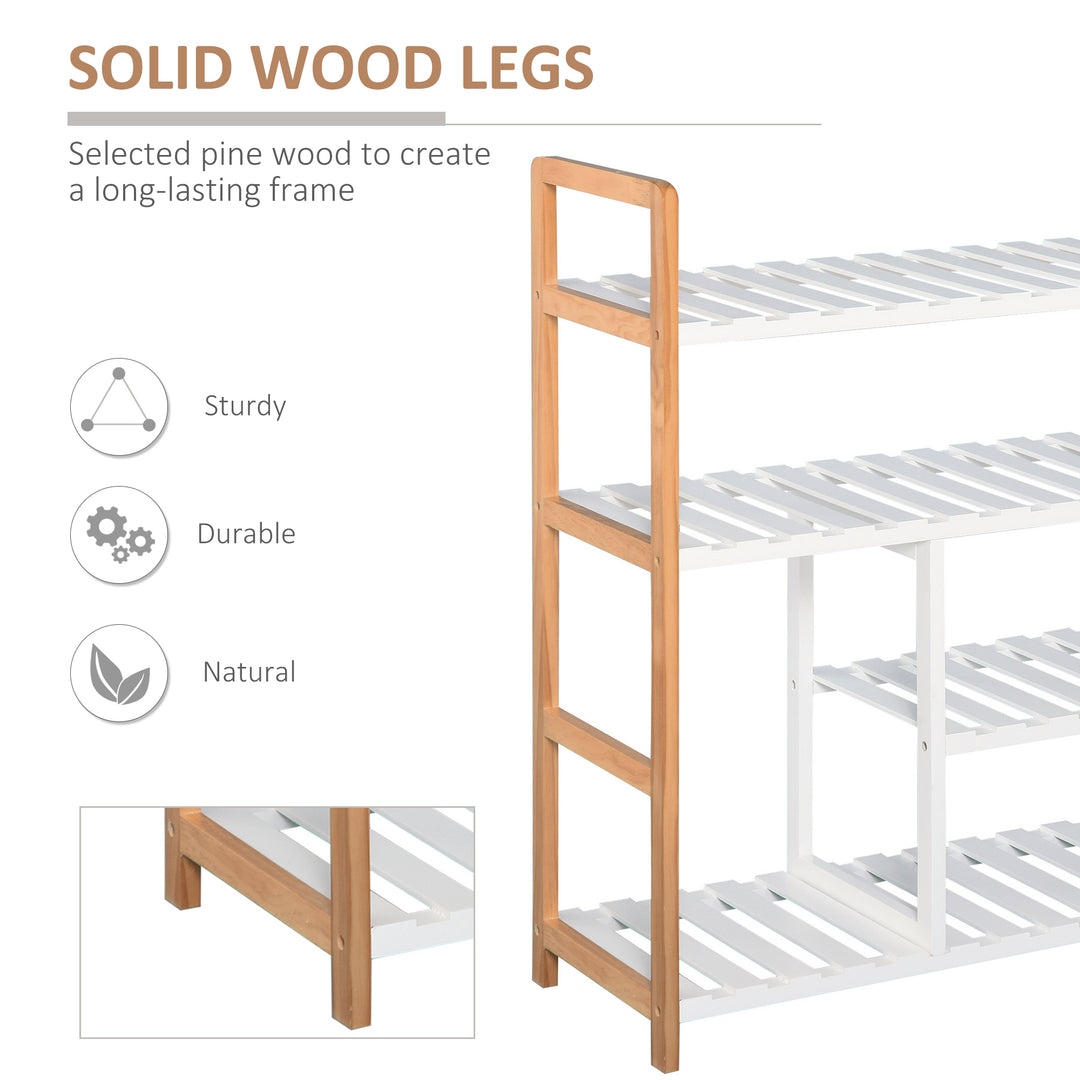 4 Tier Shoe Racks Storage Stand Shelf Organizer Wood Frame 78 x 68 x 26 cm Hallway Furniture