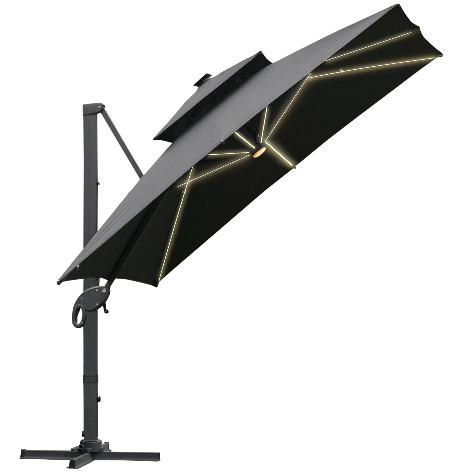 3 x 3(m) Aluminum Sun Square Canopy Top w/ Adjustable Pole Angle Dark Grey