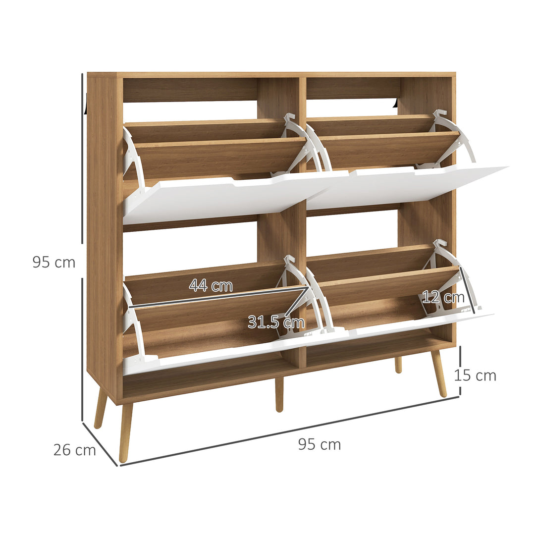 Shoe Storage Cabinet, 4 Flip Drawers, Shoe Organizer for 8-16 Pairs of Shoes, Natural