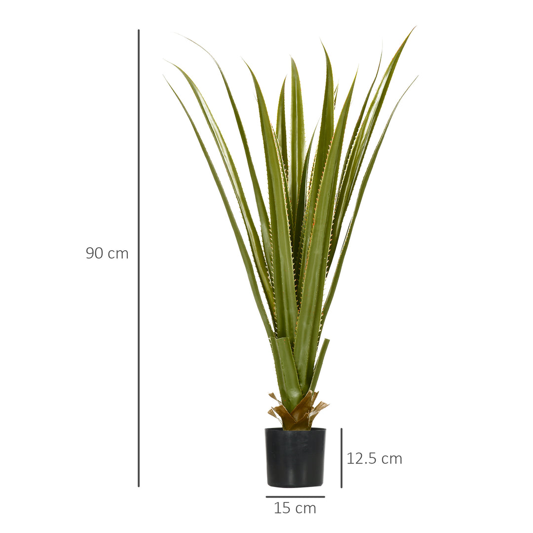 Set of 2 Artificial Plants Agave Succulent in Pot Desk Fake Plants for Home Indoor Outdoor Decor, 15x15x90cm, Green