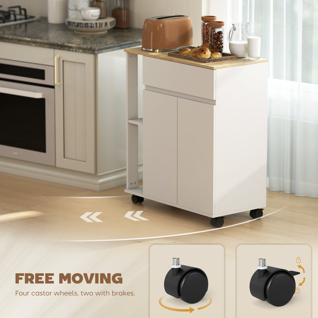 Kitchen Storage Trolley Cart with Cabinet, Drawer and Open Shelves - view 5