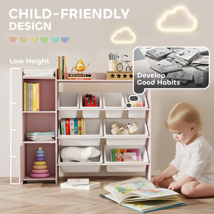 MCL Toy Storage Unit with 8 Removable Bins, Storage Shelves, Cabinet, Pink