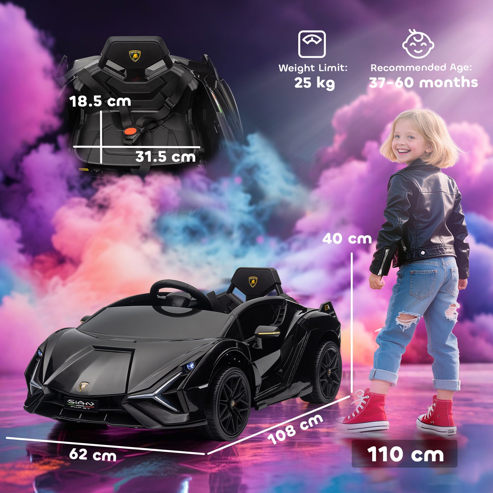 Lamborghini Sian Licensed Electric Car for Kids, 12V Kids Electric Rid