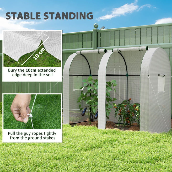 94 x 185cm Mini Two-Room Greenhouse - White