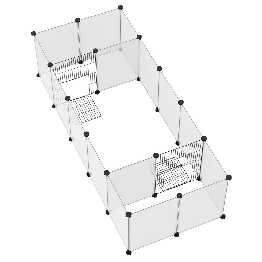 18-Panel Small Animal Cage, Pet Playpen, for Guinea Pigs, Hedgehogs - White