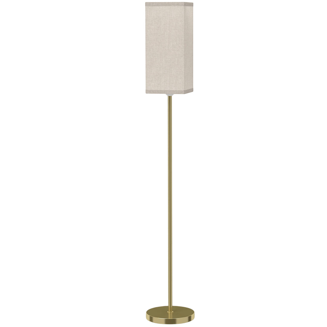 Floor Lamp, Modern Standing Lamp with Linen Shade, Tall Lamps for Living Room, Bedroom, with Foot Switch, Bulb not Included - Gold Tone