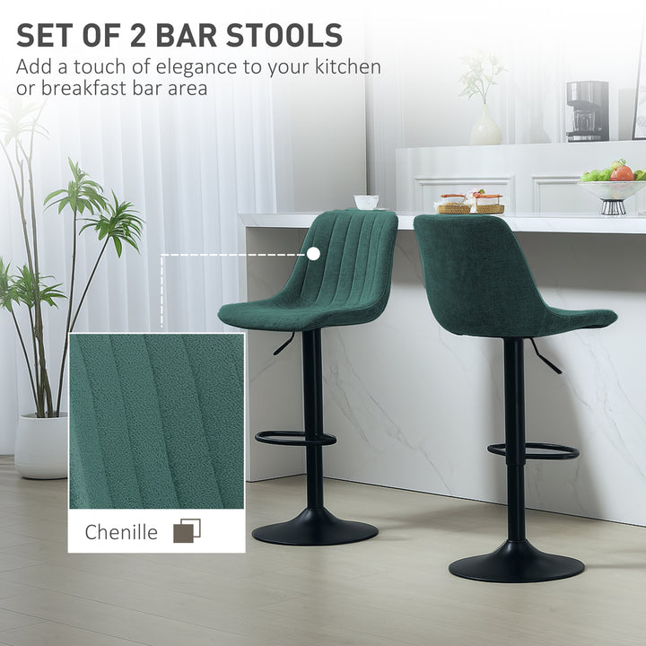 Set of Two Chenille-Feel Tub Bat Stools - Green