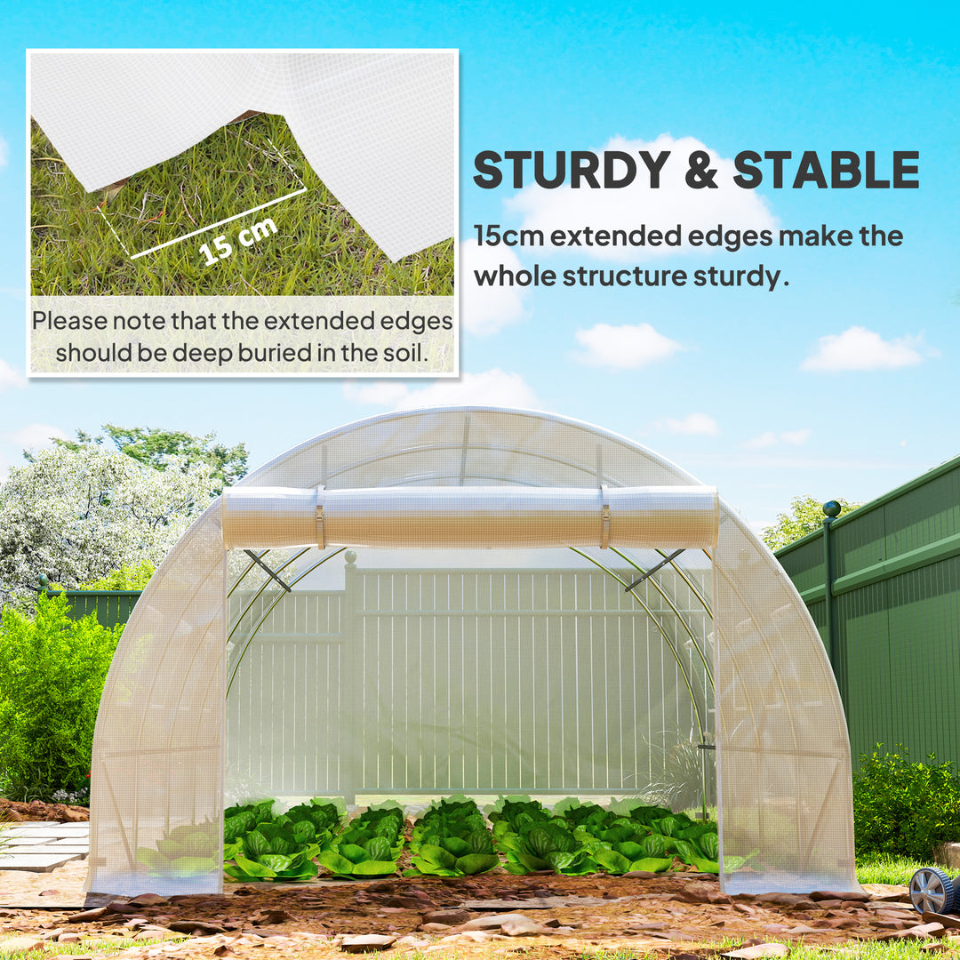 4 x 3 x 2m Greenhouse Replacement Cover ONLY Winter Garden Plant PE Cover for Tunnel Walk-in Greenhouse with Roll-up Windows Door Outdoor, White