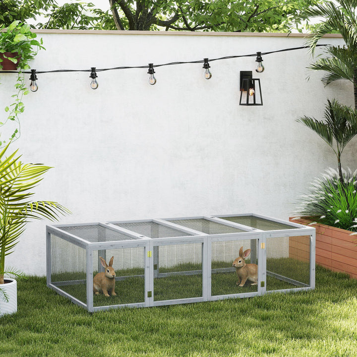Wooden Rabbit Hutch Cage 6ft with Wire Mesh, Openable Roof, Play Space for Outdoor, Grey