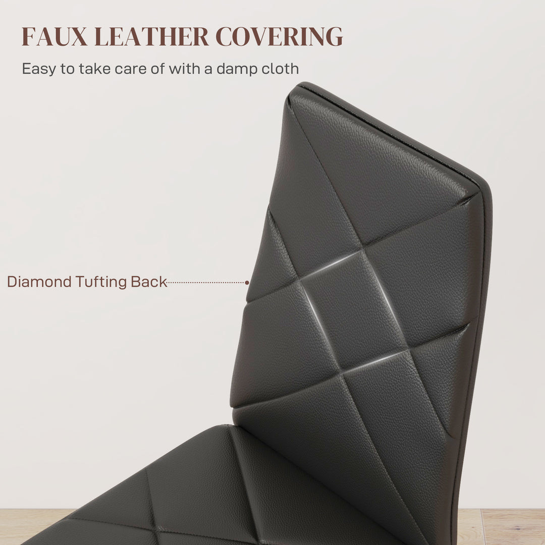 Set of 6 Faux Leather Dining Chairs - Black