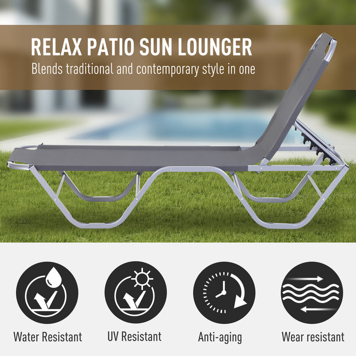 Outsunny Adjustable Sun Lounger, Lightweight Recliner with 5