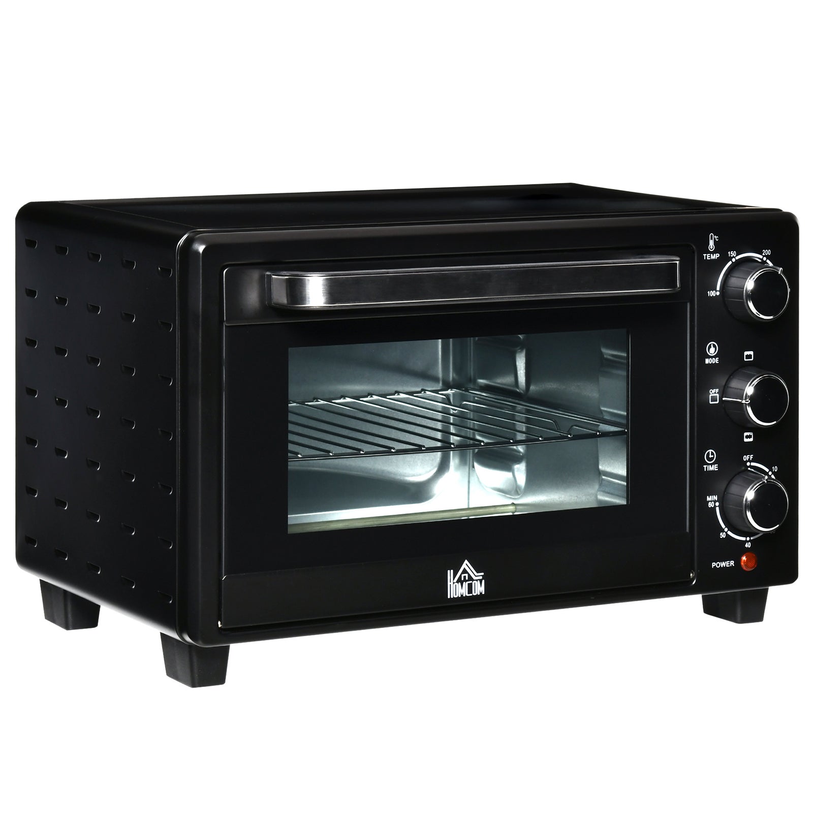 21L Mini Countertop Oven, 100°C-230°C Adjustable Temp - Black