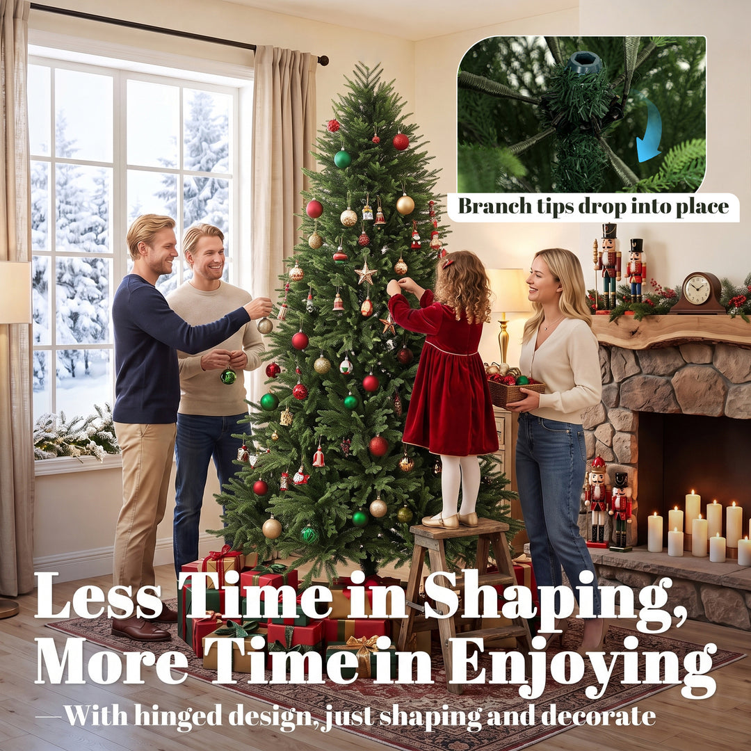 6ft Artificial Christmas Tree, Hinged Xmas Tree with Realistic 751 PE - view 6