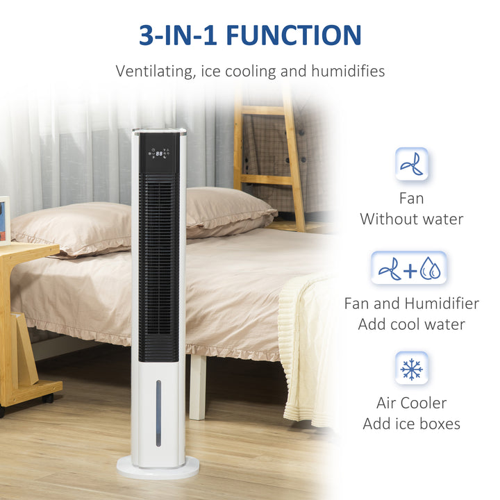 HOMCOM Portable Air Cooler 42", Evaporative Ice Cooling Fan, Humidifier, Water Conditioner w/ 3 Modes, Remote Control, Timer, White | Aosom UK