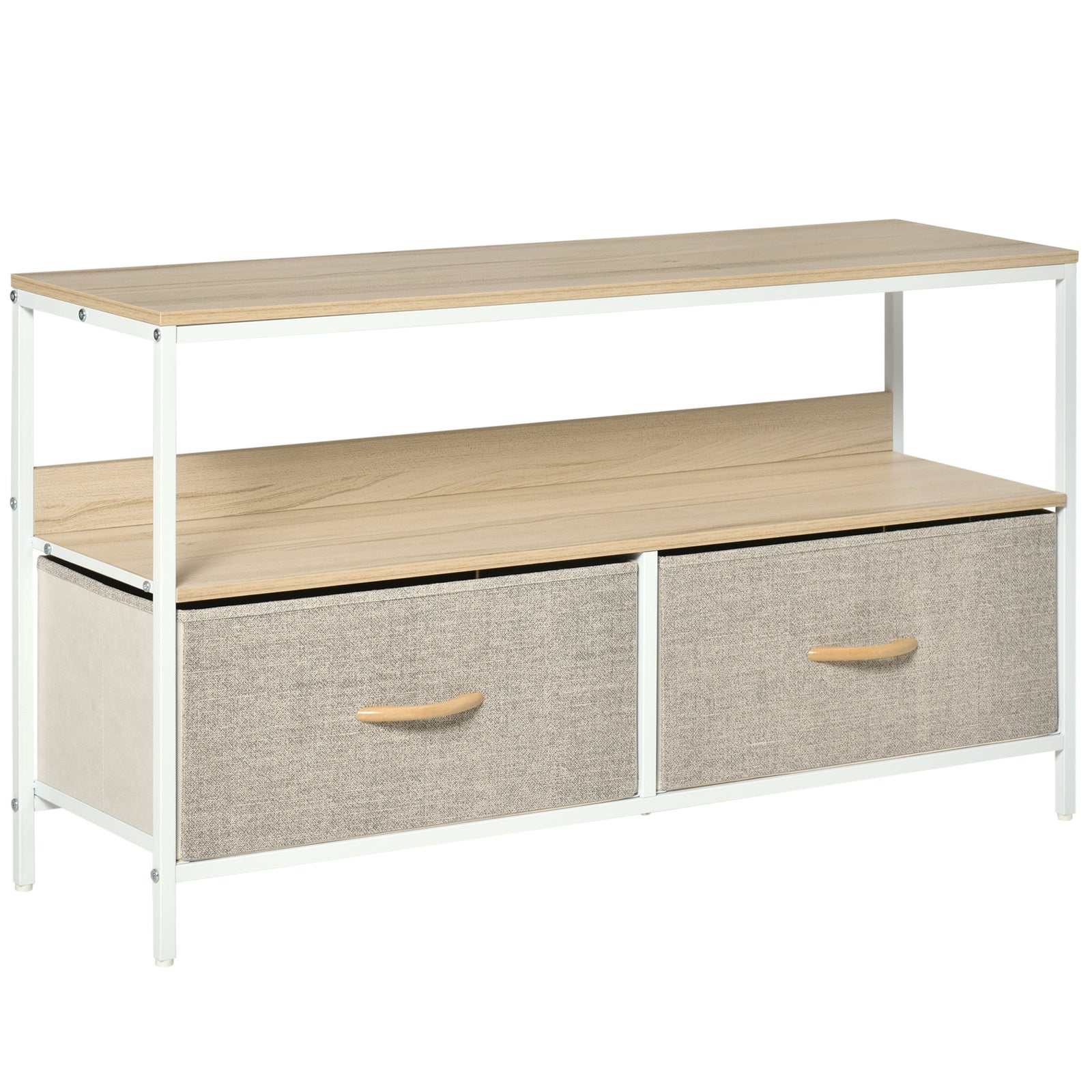 TV Stand Cabinet with 2 Foldable Drawers - Maple Colour
