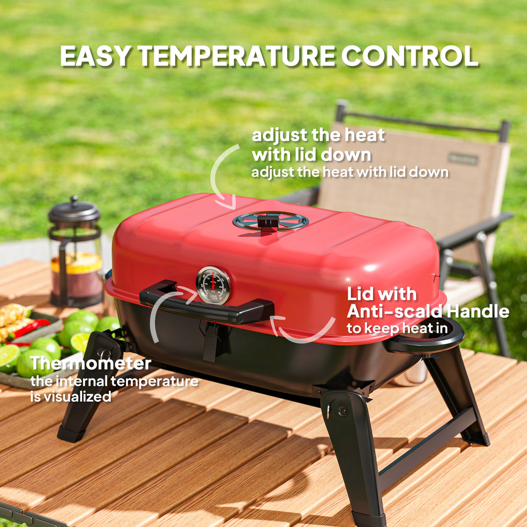 Charcoal Barbecue Grill Folding Portable BBQ Grill for Camping with 12