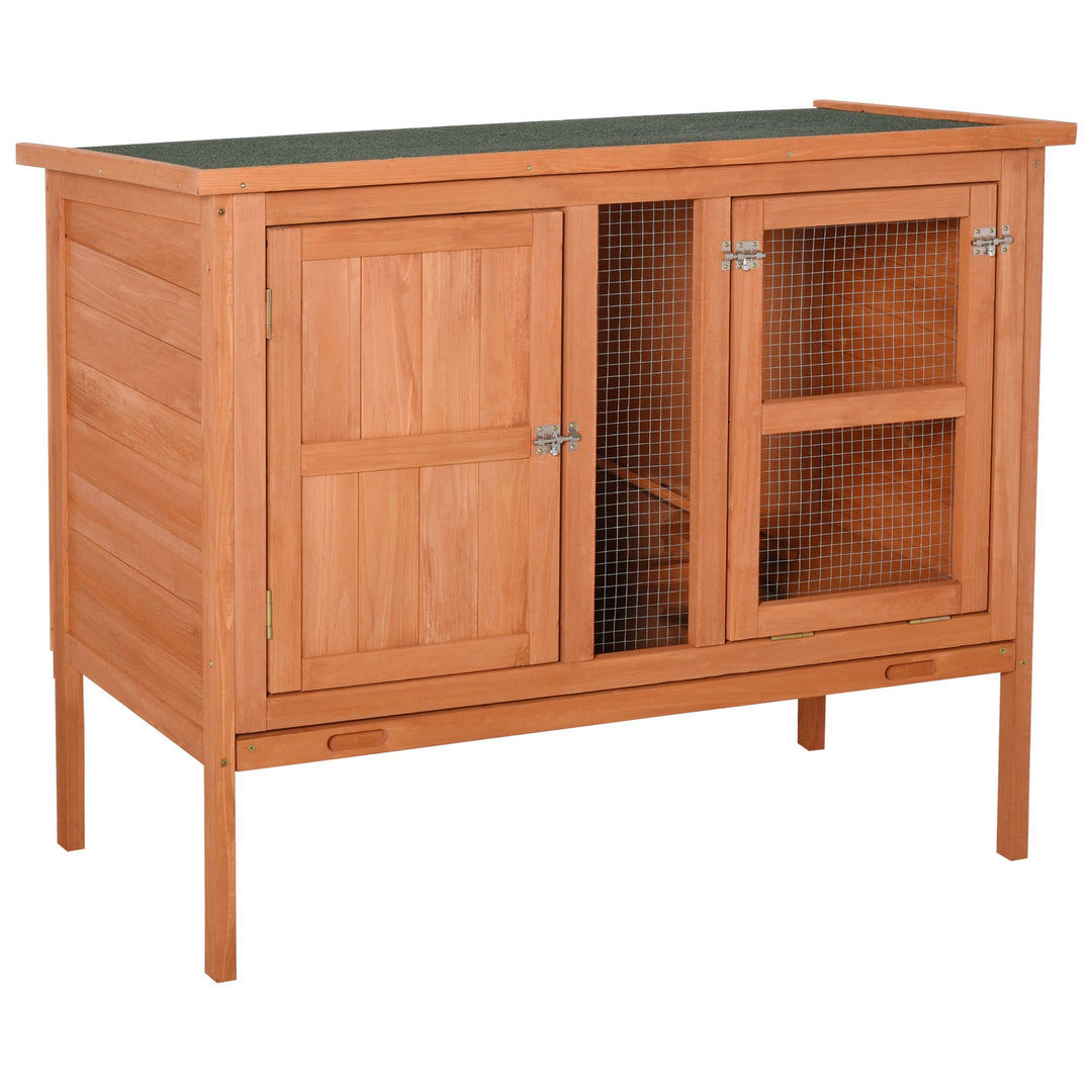 Wooden Guinea Pigs Hutches Elevated Pet Bunny House with Slide-Out Tray Openable Roof