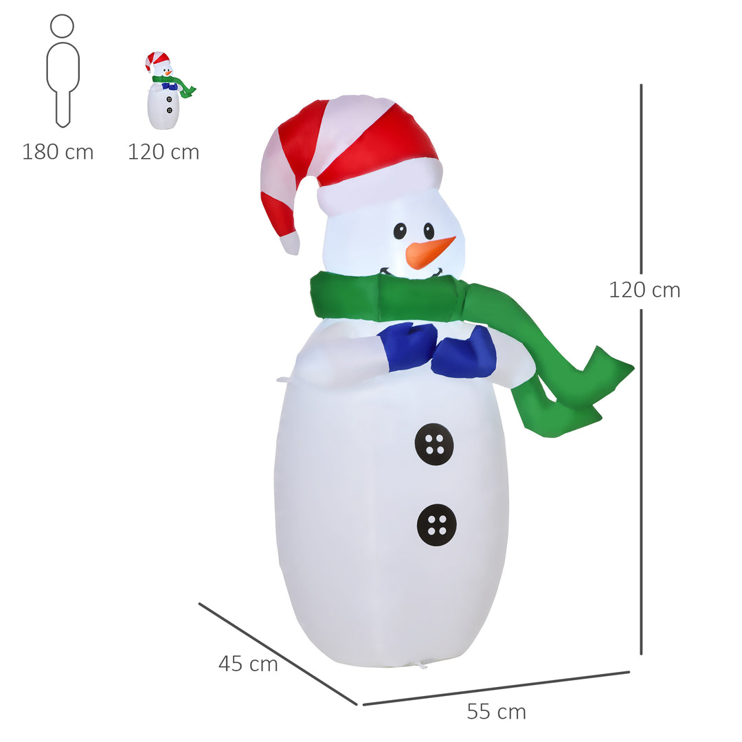 HOMCOM Inflatable Christmas Snowman 120 cm W/LED Lights | Aosom UK