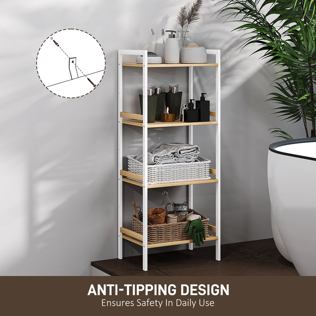 Four-Tier Bamboo Adjustable Shelf Storage Unit
