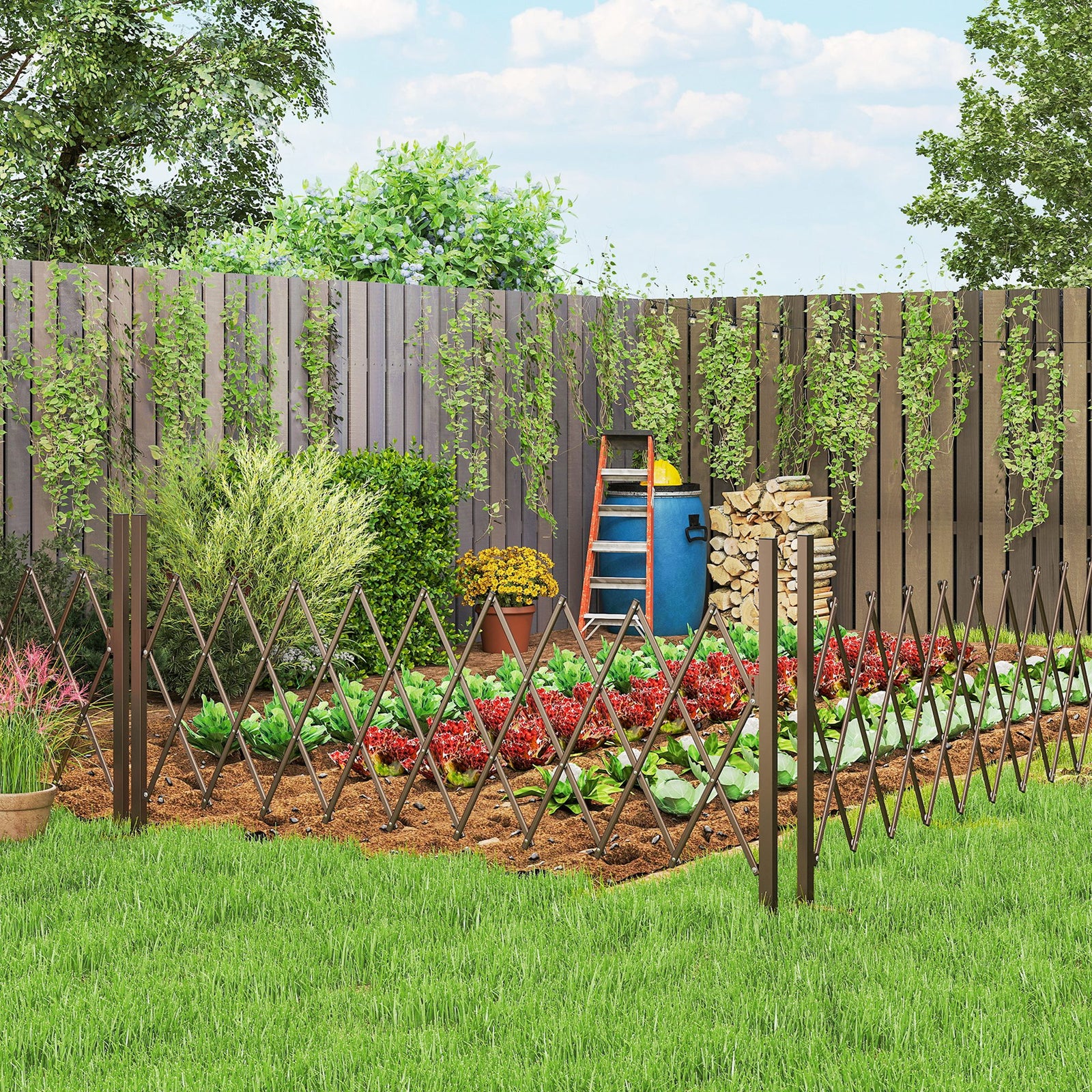 Expanding Trellis Fence, Freestanding Movable Fence, Foldable Garden S