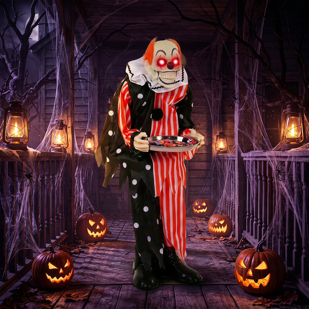 Animated Clown Halloween Decoration, Scary Halloween Animatronics Deco