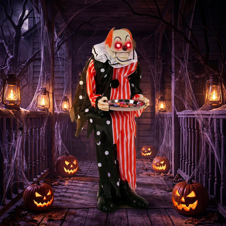 Animated Clown Halloween Decoration, Scary Halloween Animatronics Deco