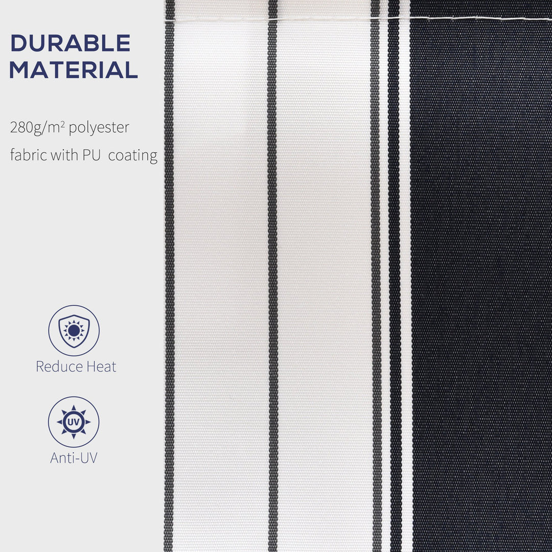 Manual Retractable Awning, 2.5x2 m-Dark Blue/White Stripes