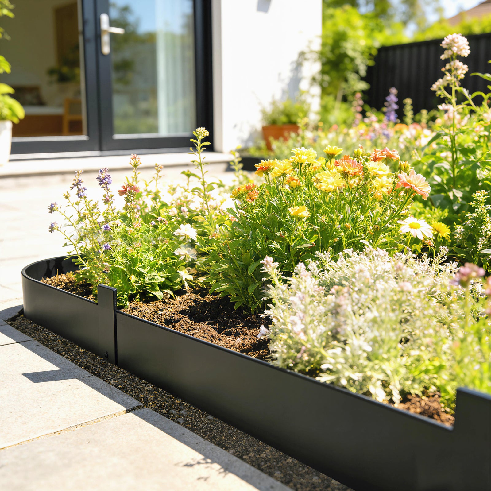 5pcs Garden Fence, Metal Picket Fence Panels, 102x15cm, Black