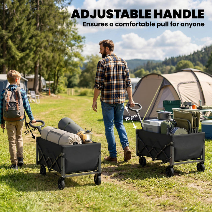 60L Foldable Festival Trolley on Wheels, Collapsible Wagon Cart with D