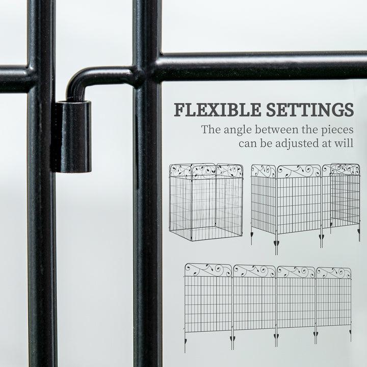 Decorative Garden Fencing, 4PCs Outdoor Picket Fence Panels, 43in x 11.5ft Rustproof Metal Wire Landscape Flower Bed Border Edging Animal Barrier, Black