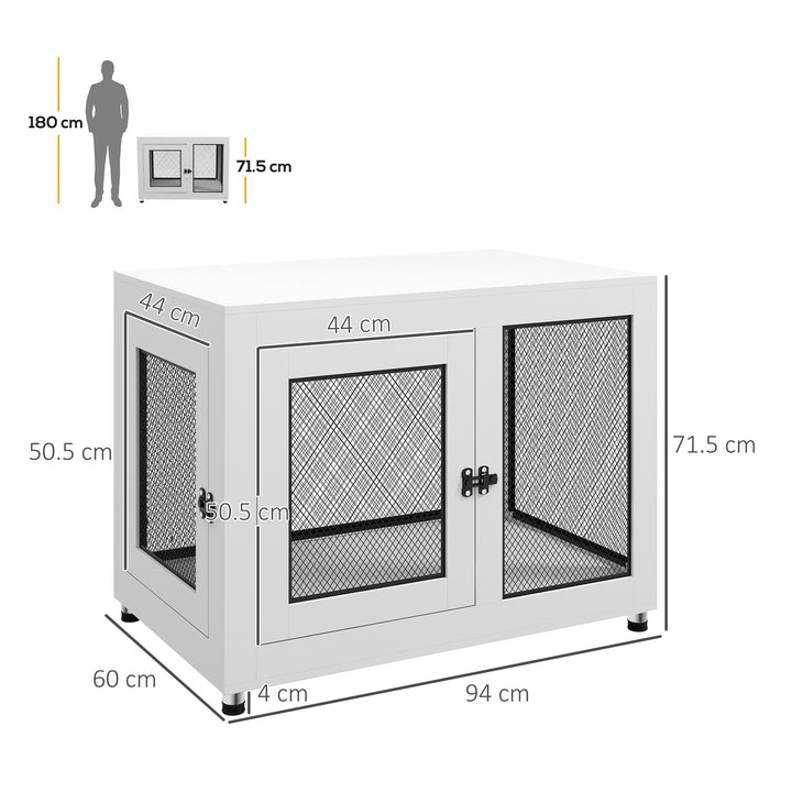 PawHut 2-in-1 Dog Cage & Side Table, with Two Doors, Cushion, for Large Dogs