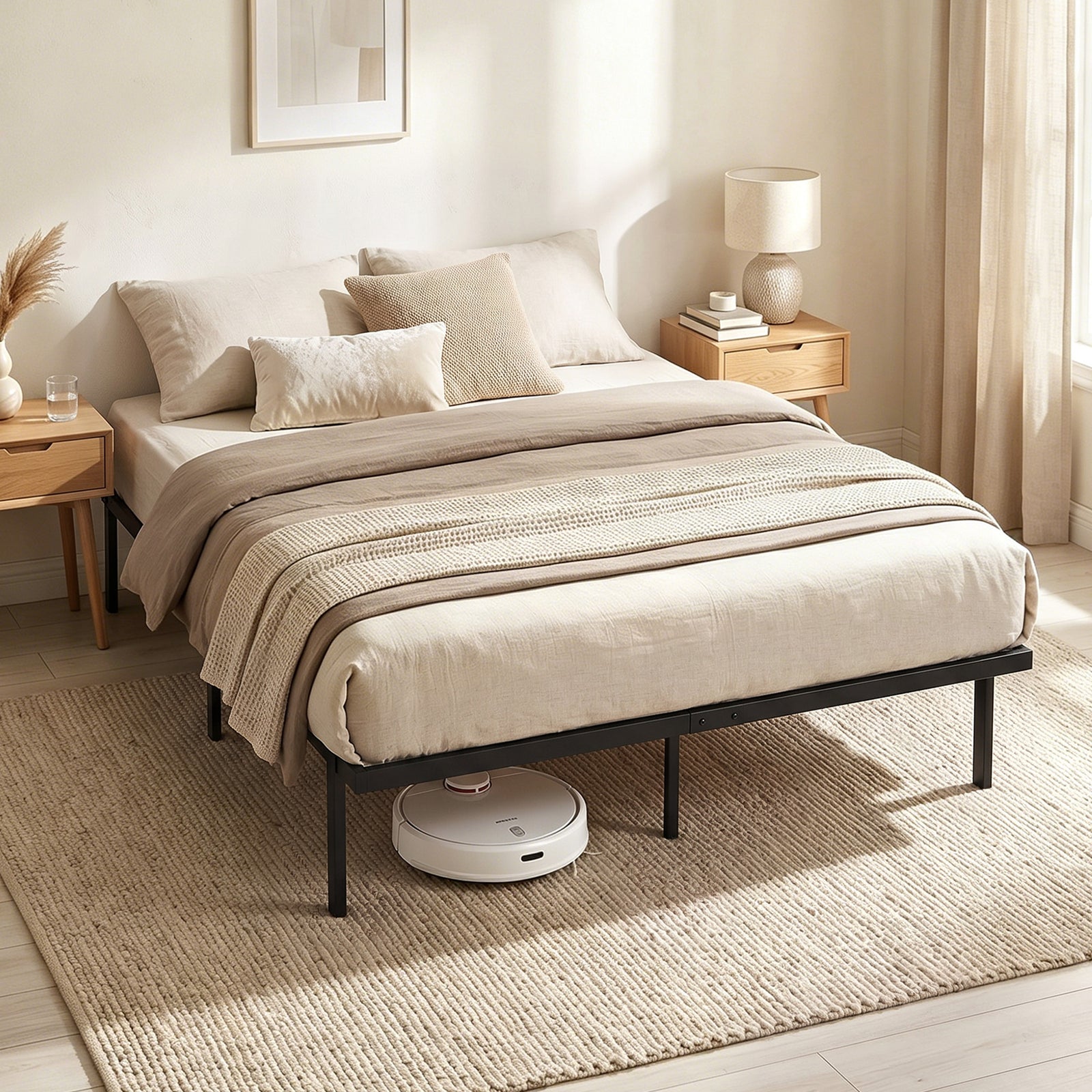 5ft King Bed Frame with Underbed Storage, Metal Platform Bed Frame wit