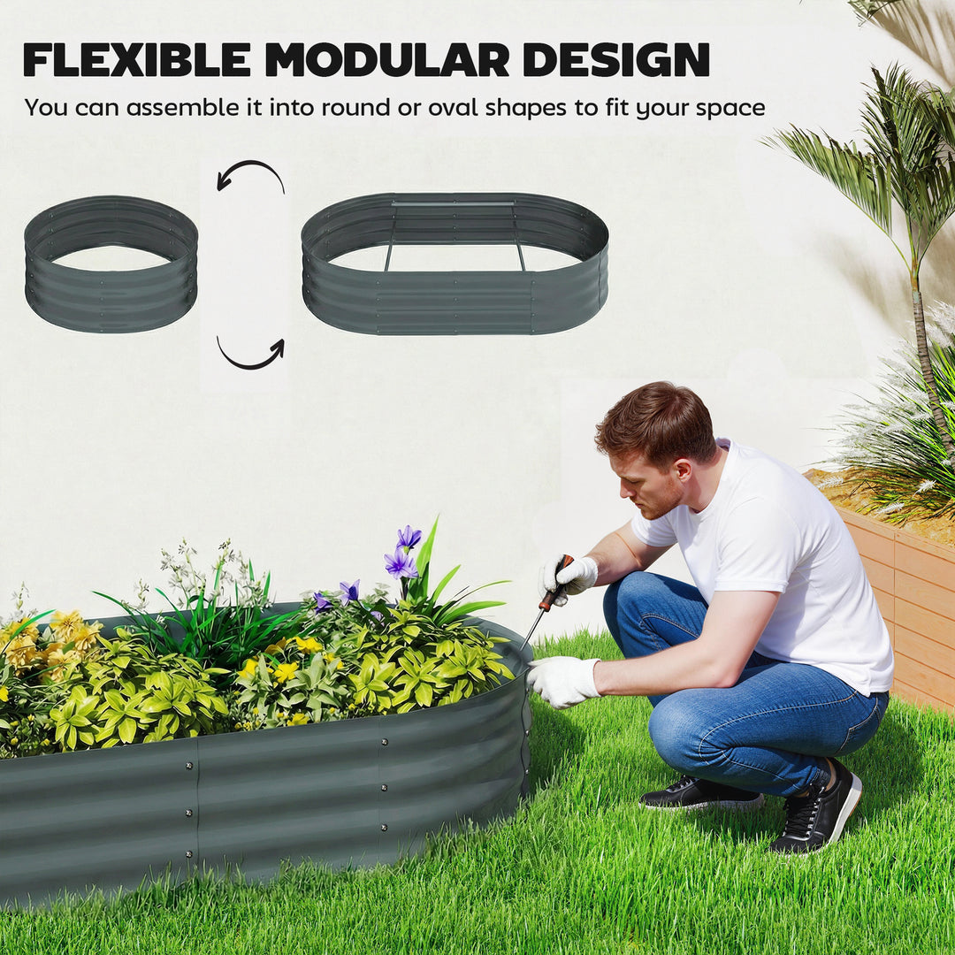 Galvanised Raised Garden Bed with Arched Trellis, 4 x 2 x 4.6ft Metal 