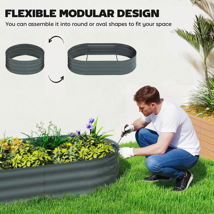 Galvanised Raised Garden Bed with Arched Trellis, 4 x 2 x 4.6ft Metal 