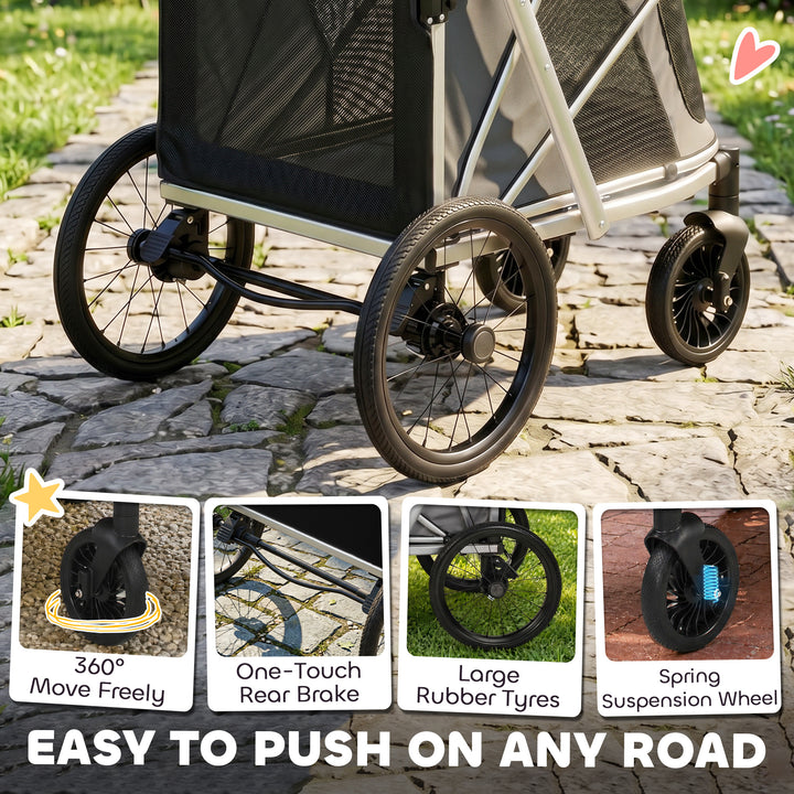 Dog Stroller, Easy Folding Pet Stroller for Small and Medium Dogs with