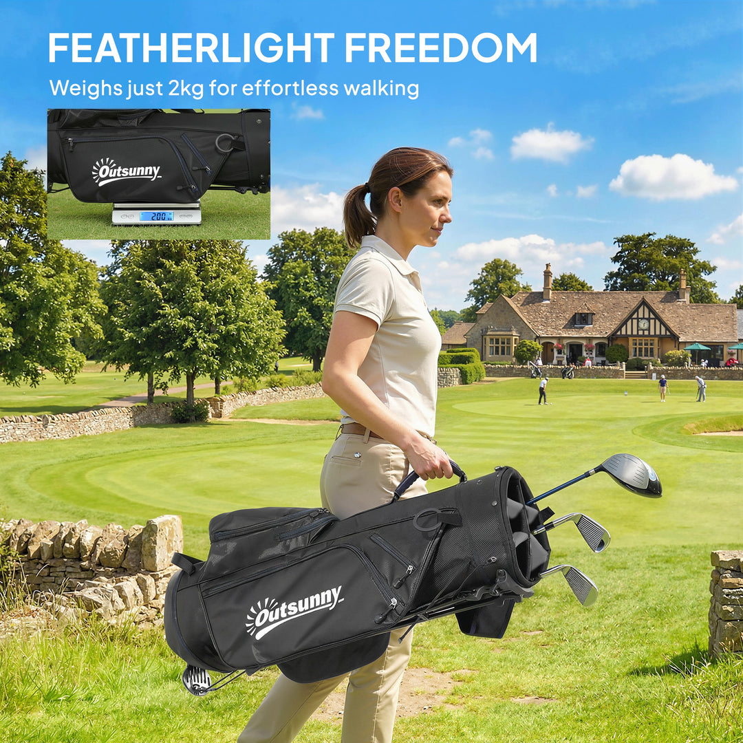 Golf Stand Bag 6 Way Full-Length Dividers, Waterproof Golf Bag with 5 
