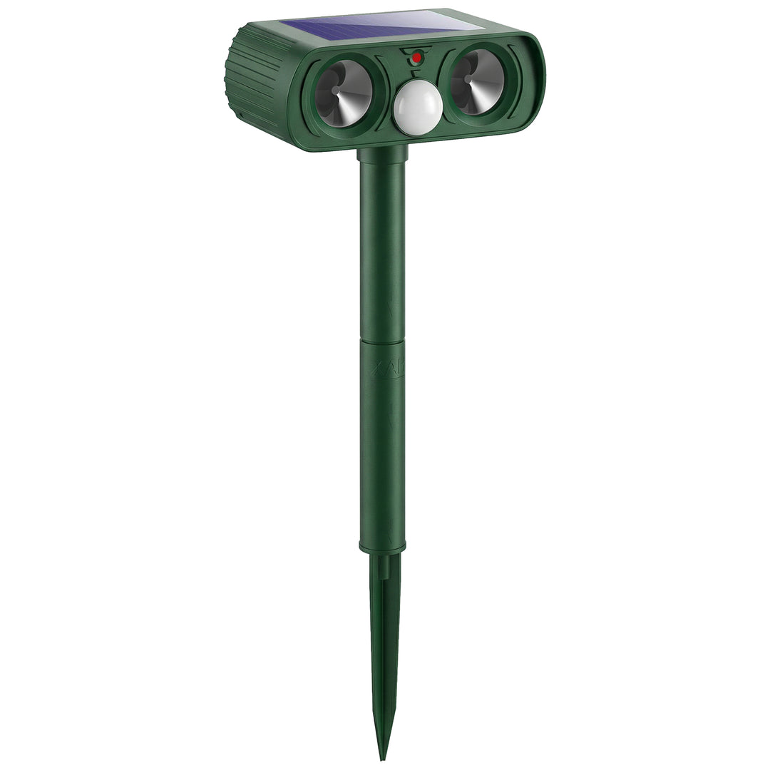 Ultrasonic Cat Repellent, PIR Motion Sensor 110°, LED Flash, Solar Cat